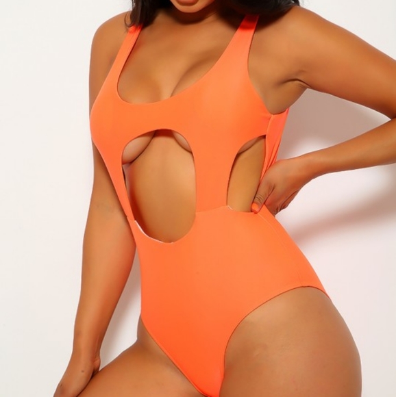 Other - New! Neon Orange Cut Out Cheeky Swimsuit
